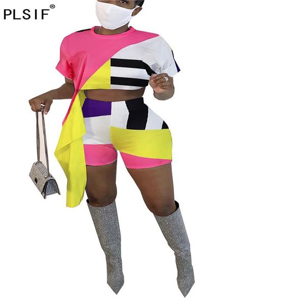 fashion geometric spliced women suit asymmetrical ruffles design crop + high waist shorts 2 piece set trend women's tracksuits, Gray
fashion geometric spliced women suit asymmetrical ruffles design crop + high waist shorts 2 piece set trend women's tracksuits, Gray