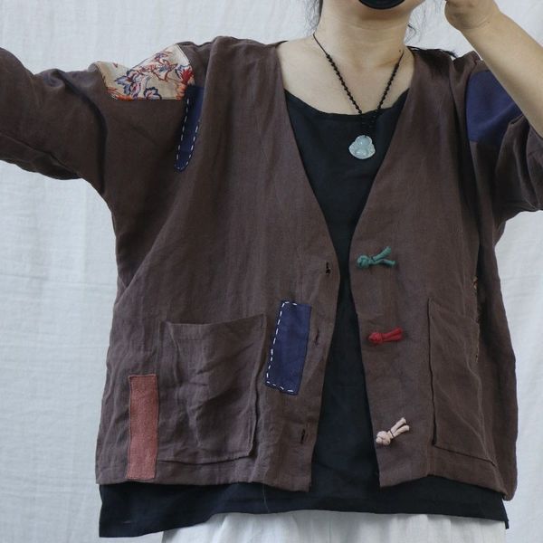 johnature cotton linen retro patchwork v-neck plate buckle half sleeve cardigan shirt autumn casual all-amtch women 210521, White
johnature cotton linen retro patchwork v-neck plate buckle half sleeve cardigan shirt autumn casual all-amtch women 210521, White