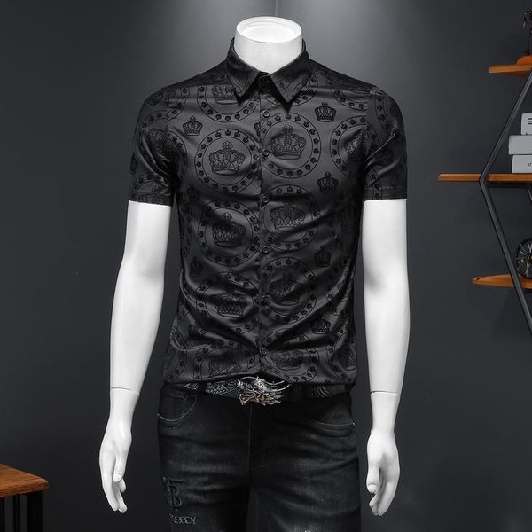 men's casual shirts great designer classic royal crown honorable style business short sleeve male summer clothing#2273, White;black
men's casual shirts great designer classic royal crown honorable style business short sleeve male summer clothing#2273, White;black