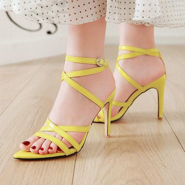 bule yellow women summer gladiator sandals thin high heels fashion patent leather party shoes woman big size 34-43, Black
bule yellow women summer gladiator sandals thin high heels fashion patent leather party shoes woman big size 34-43, Black