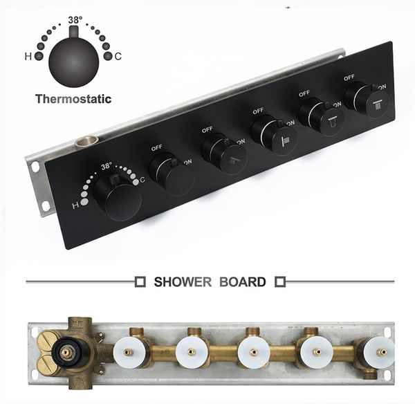 luxury brass shower mixing valves matt black 5 way water outlet thermostatic mixer faucet high flow 70l/min on/off switch
luxury brass shower mixing valves matt black 5 way water outlet thermostatic mixer faucet high flow 70l/min on/off switch