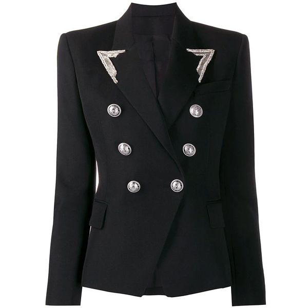 designer blazer women's strass beading collar double breasted lion buttons jacket suits & blazers, White;black
designer blazer women's strass beading collar double breasted lion buttons jacket suits & blazers, White;black