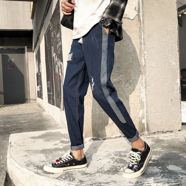 jeans men's autumn fashion brand perforated casual s korean harlan loose large straight pants, Blue
jeans men's autumn fashion brand perforated casual s korean harlan loose large straight pants, Blue