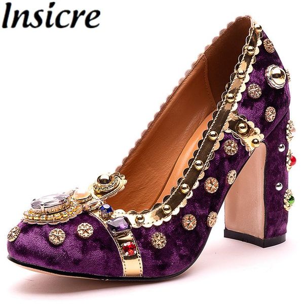 dress shoes insicre fashion flock crystal flower retro pumps thick high heel ladies round toe elegant banquet wedding big size, Black
dress shoes insicre fashion flock crystal flower retro pumps thick high heel ladies round toe elegant banquet wedding big size, Black