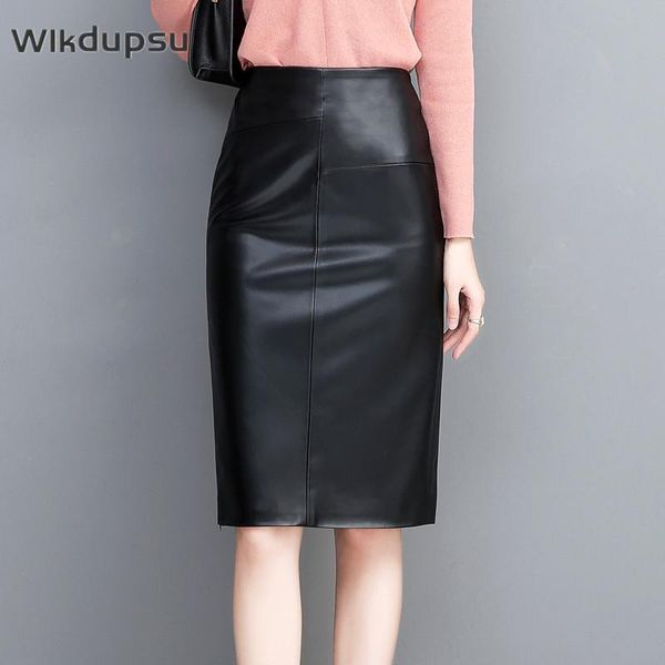 skirts 2021 autumn fall elegant soft leather midi pencil women plus size office ladies high waist imitate sheepskin zip skirt, Black 
skirts 2021 autumn fall elegant soft leather midi pencil women plus size office ladies high waist imitate sheepskin zip skirt, Black