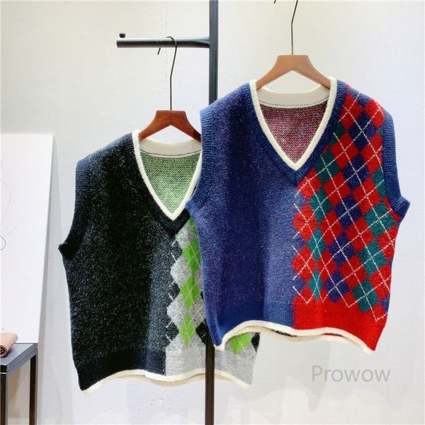 knits argyle sweater vest women v-neck knitted waistcoat girls spring autumn sleeveless pullover, White
knits argyle sweater vest women v-neck knitted waistcoat girls spring autumn sleeveless pullover, White