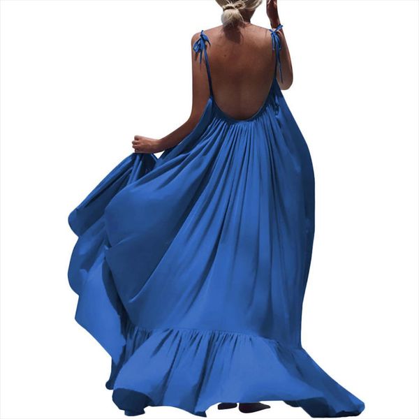 summer bohemian long open back women dresses sling evening beach elegant loose sleeveless solid color cool maxi, Black;gray
summer bohemian long open back women dresses sling evening beach elegant loose sleeveless solid color cool maxi, Black;gray