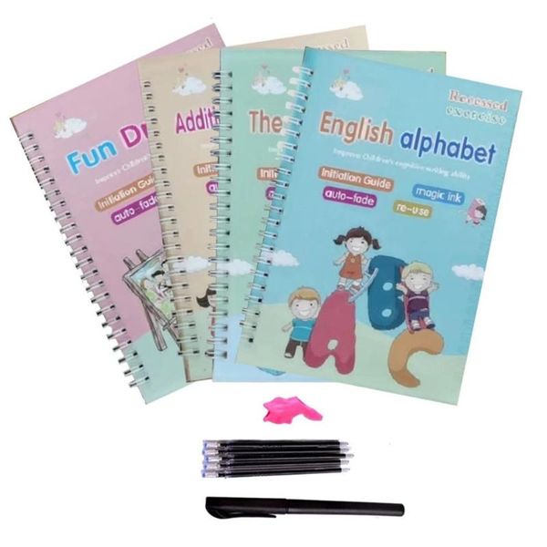 refills reusable practice copybook for kids print handwiriting workbook writing book four books with pen, Black;red
refills reusable practice copybook for kids print handwiriting workbook writing book four books with pen, Black;red