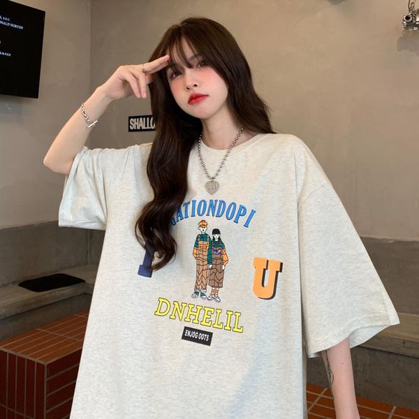 women's t-shirt japanese retro cartoon printed short-sleeved women korean loose couple 2021 summer, White
women's t-shirt japanese retro cartoon printed short-sleeved women korean loose couple 2021 summer, White