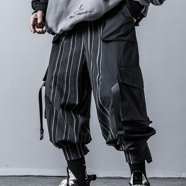 male multi-pocket adjustable hem harem trousers gothic hip hop pant men high street vintage stripe splice casual cargo men's pants, Black
male multi-pocket adjustable hem harem trousers gothic hip hop pant men high street vintage stripe splice casual cargo men's pants, Black