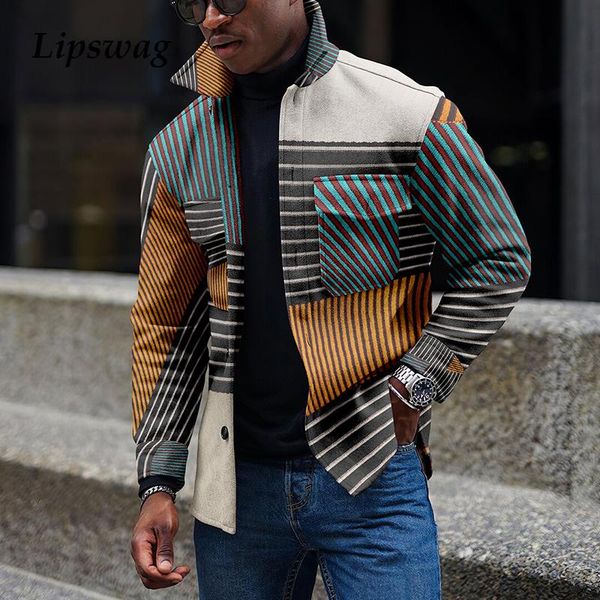 men's jackets striped patchwork coats for mens casual turn-down collar buttoned-up outerwear 2021 autumn winter fashion men harajuku, Black;brown
men's jackets striped patchwork coats for mens casual turn-down collar buttoned-up outerwear 2021 autumn winter fashion men harajuku, Black;brown