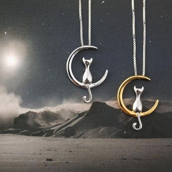 pendant necklaces fashion simple temperament cute moon necklace cat clavicle chain f626, Silver
pendant necklaces fashion simple temperament cute moon necklace cat clavicle chain f626, Silver