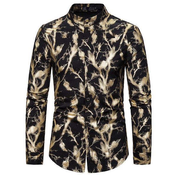 mens prom shiny gold feather print slim fit long sleeve button down dress shirts disco party nightclub shirt men chemise men's casual, White;black
mens prom shiny gold feather print slim fit long sleeve button down dress shirts disco party nightclub shirt men chemise men's casual, White;black