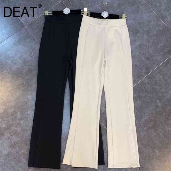 women elastic waist pit bar split straight pants solid color slim fashion spring summer 11d410 210525, Black;white
women elastic waist pit bar split straight pants solid color slim fashion spring summer 11d410 210525, Black;white
