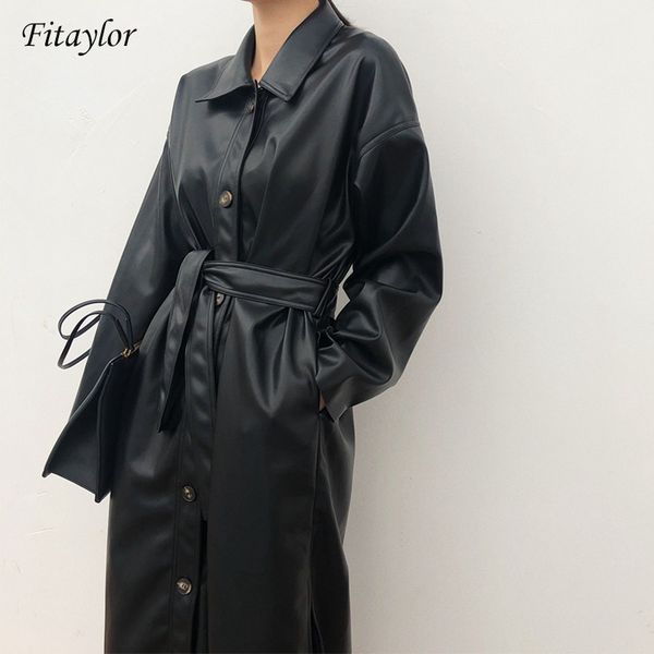 fitaylor pu leather long jacket 2021 new spring women loose belt faux leather windbreaker trench coat slim spring jacket, Black
fitaylor pu leather long jacket 2021 new spring women loose belt faux leather windbreaker trench coat slim spring jacket, Black