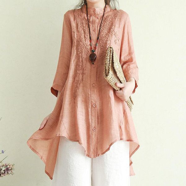 women's blouses & shirts vintage embroidery women summer o-neck long asymmetrical loose casual all match female outwear coats, White
women's blouses & shirts vintage embroidery women summer o-neck long asymmetrical loose casual all match female outwear coats, White