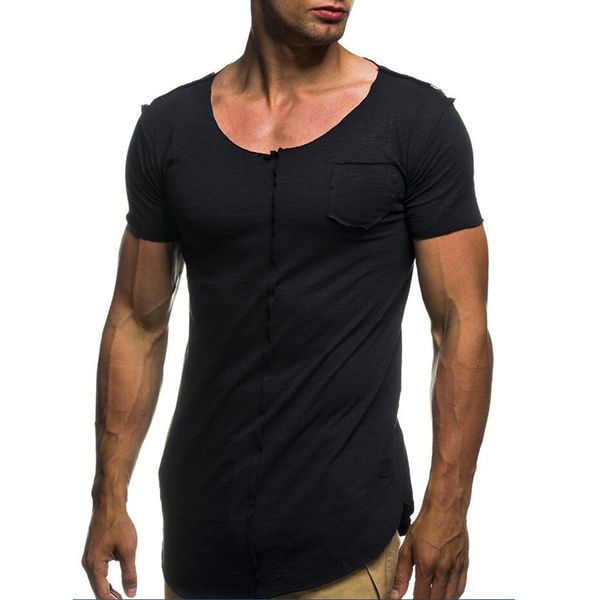 2021 new european and american men's casual fashion round neck stitching raw edge t-shirt summer casual sports short-sleeved t-shirt, White;black
2021 new european and american men's casual fashion round neck stitching raw edge t-shirt summer casual sports short-sleeved t-shirt, White;black