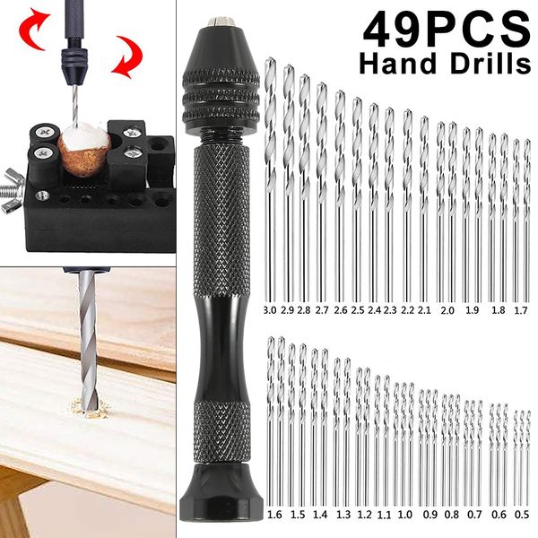 49pcs mini micro aluminum hand drill with keyless chuck hss twist drill bit woodworking drilling rotary tools hand drill manual 
49pcs mini micro aluminum hand drill with keyless chuck hss twist drill bit woodworking drilling rotary tools hand drill manual