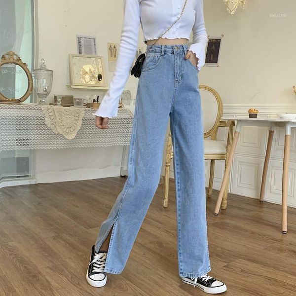 women's jeans women high waist flare pants 2021 fashionable front side slit leg wide ladies washed trousers, Blue
women's jeans women high waist flare pants 2021 fashionable front side slit leg wide ladies washed trousers, Blue