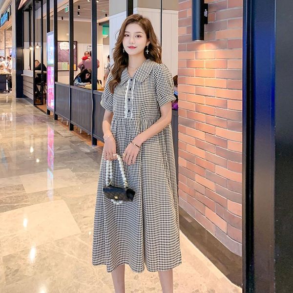 maternity dresses 950# dress summer short sleeves plaid turn down collar sweet loose stylish pregnant women mom, White
maternity dresses 950# dress summer short sleeves plaid turn down collar sweet loose stylish pregnant women mom, White