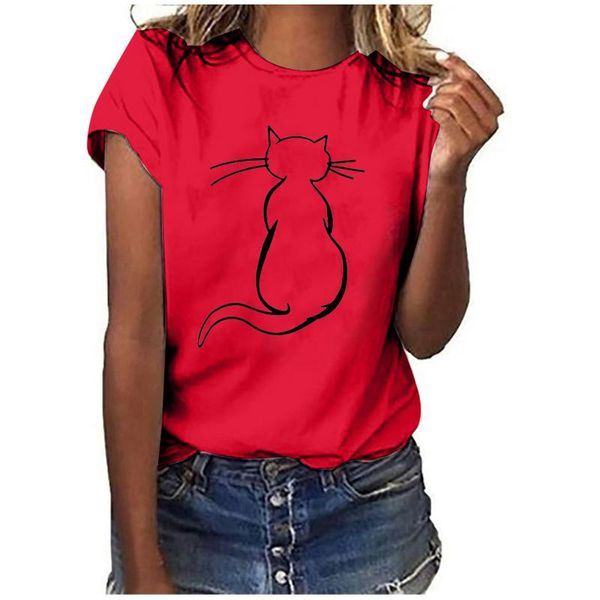 women's t-shirt cute cat print t-shirts s fashion oversized casual loose o-neck short sleeve ropa mujer, White
women's t-shirt cute cat print t-shirts s fashion oversized casual loose o-neck short sleeve ropa mujer, White