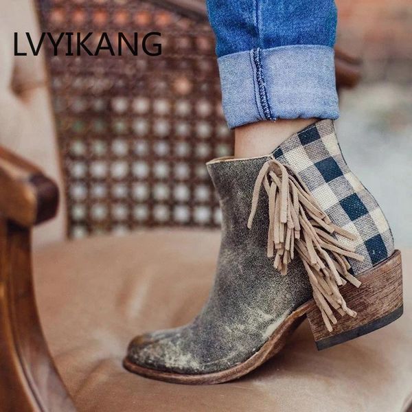 boots 2021 leather ankle autumn vintage fringe women shoes comfortable heel female plaid zipper short botas mujer, Black
boots 2021 leather ankle autumn vintage fringe women shoes comfortable heel female plaid zipper short botas mujer, Black