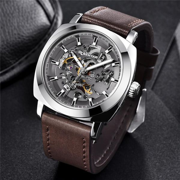 relogio masculino benayr men watch skeleton automatic mechanical male clock sport military man wristwatch wristwatches, Slivery;brown
relogio masculino benayr men watch skeleton automatic mechanical male clock sport military man wristwatch wristwatches, Slivery;brown