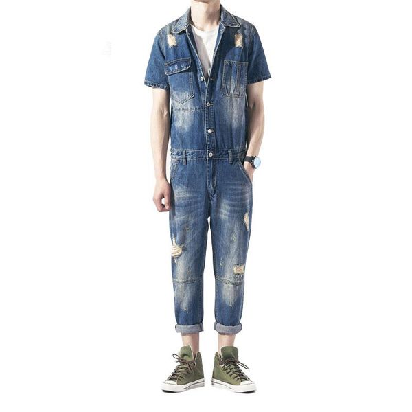 men's pants ripped denim overalls short-sleeved jeans casual and comfortable hip-hop tooling summer street, Black
men's pants ripped denim overalls short-sleeved jeans casual and comfortable hip-hop tooling summer street, Black