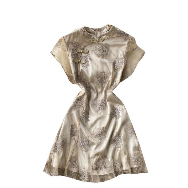 party dresses 2021 summer improved cheongsam vestidos female retro embroidery beaded small stand-up collar slim mini dress kk037, White;black
party dresses 2021 summer improved cheongsam vestidos female retro embroidery beaded small stand-up collar slim mini dress kk037, White;black