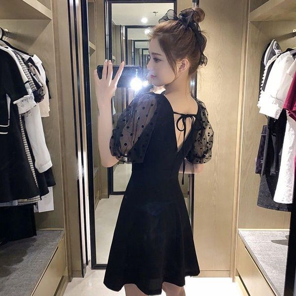 casual dresses women bubble sleeve for little girl summer vestido de mujer femme robe, Black;gray
casual dresses women bubble sleeve for little girl summer vestido de mujer femme robe, Black;gray