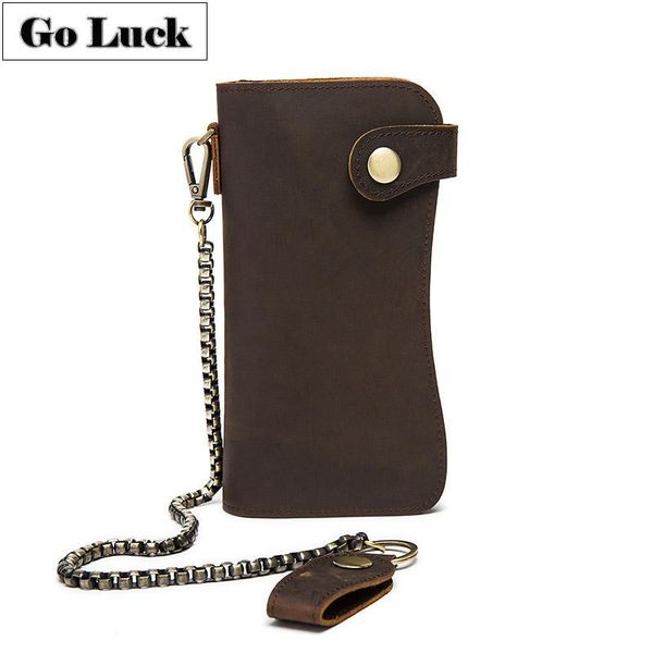 wallets go-luck brand crazy horse genuine leather men's clutch men hasp credit id cardholder card case wallet metal chain purse, Red;black
wallets go-luck brand crazy horse genuine leather men's clutch men hasp credit id cardholder card case wallet metal chain purse, Red;black