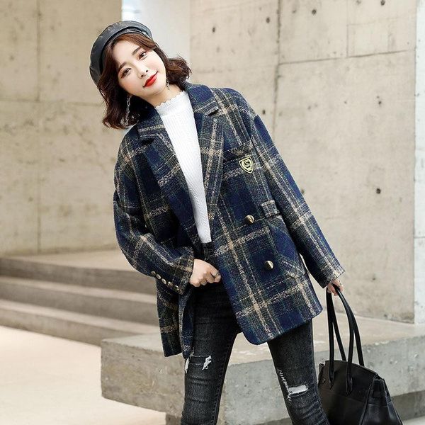 women's wool & blends 2021 korean women coat woolen jacket winter double breasted fashion lady streetwear england-style classic, Black
women's wool & blends 2021 korean women coat woolen jacket winter double breasted fashion lady streetwear england-style classic, Black