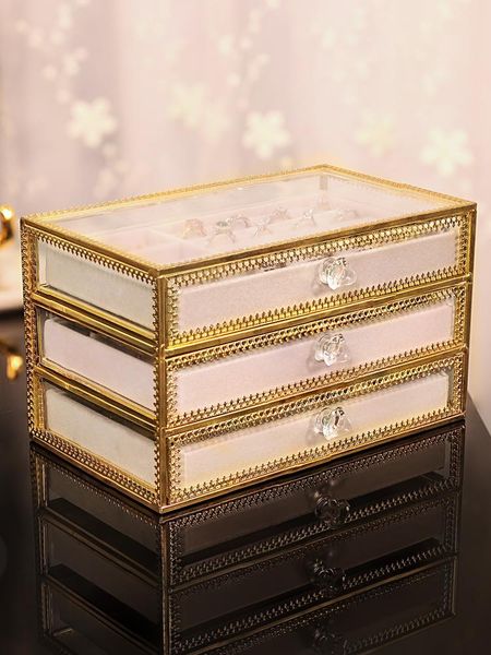 storage drawers european glass jewelry box drawer princess earrings ring necklace finishing
storage drawers european glass jewelry box drawer princess earrings ring necklace finishing