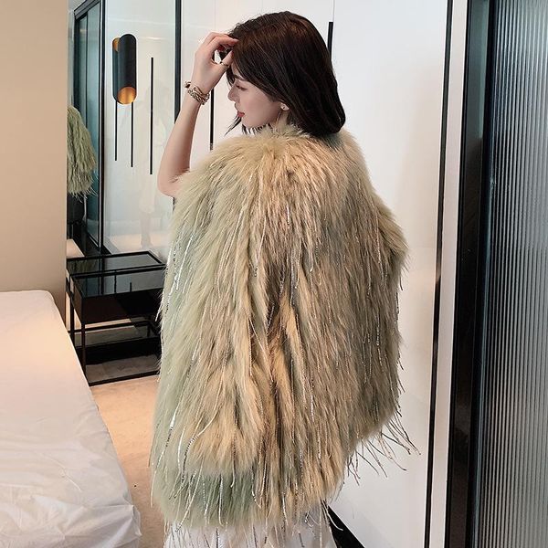 women's fur & faux womens winter jacket tassel coat female real raccoon lurex fashion warm snow outerwear overcoat luxury clothes, Black
women's fur & faux womens winter jacket tassel coat female real raccoon lurex fashion warm snow outerwear overcoat luxury clothes, Black