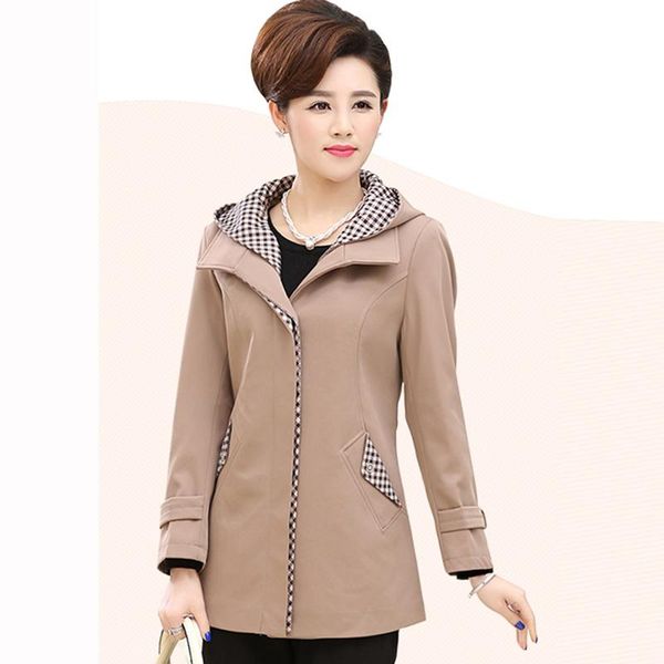 women's trench coats removable hood women jacket 2021 autumn mother middle-aged long sleeve coat slim plus size clothes gift qh1070, Tan;black
women's trench coats removable hood women jacket 2021 autumn mother middle-aged long sleeve coat slim plus size clothes gift qh1070, Tan;black