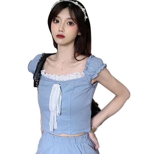 summer sweet cute lace slim design sense of careful machine crop expose navel women bow short sleeves women's t-shirt, White
summer sweet cute lace slim design sense of careful machine crop expose navel women bow short sleeves women's t-shirt, White