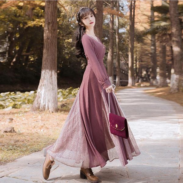 maxi women dress v-neck full sleeve ankle-length purple pink knitting lace female vestidos 2021 spring vintage long casual dresses, Black;gray
maxi women dress v-neck full sleeve ankle-length purple pink knitting lace female vestidos 2021 spring vintage long casual dresses, Black;gray