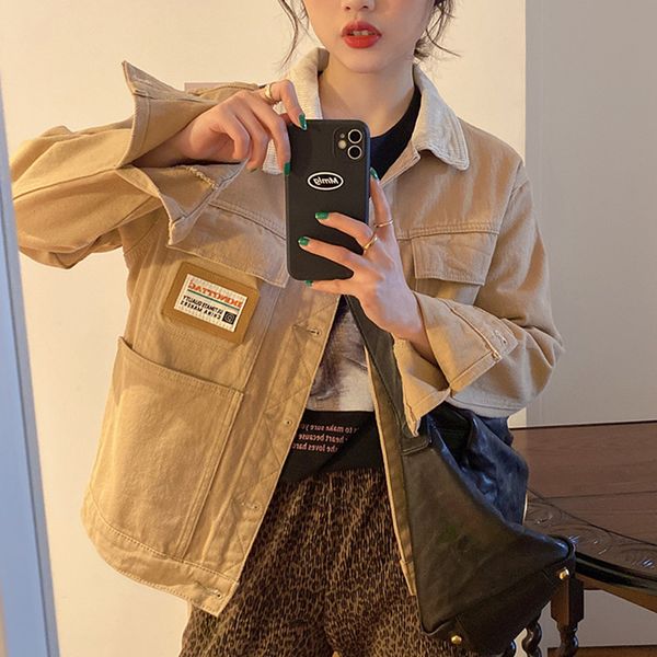 jeans jacket women loose khaki denim jacket femme 2021 preppy style patchwork bomber jacket basic coats womens (f9014), Black;brown
jeans jacket women loose khaki denim jacket femme 2021 preppy style patchwork bomber jacket basic coats womens (f9014), Black;brown