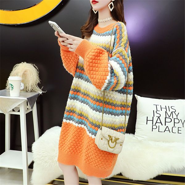 women's sweaters winter dress women's knitted or crocheted, long loose sweater with round neck, sleeve flashlight in 3-color strip, White;black
women's sweaters winter dress women's knitted or crocheted, long loose sweater with round neck, sleeve flashlight in 3-color strip, White;black