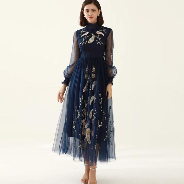 women fashion stand collar full sleeve big swing embroidery dress casual dresses, Black;gray
women fashion stand collar full sleeve big swing embroidery dress casual dresses, Black;gray