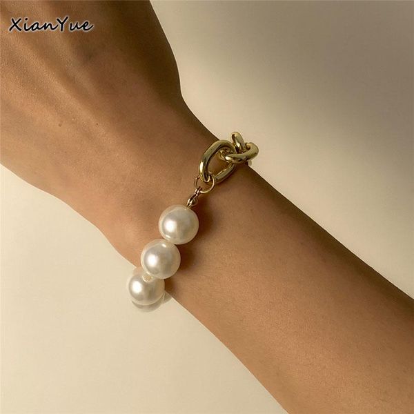 link, chain bohemian imitation pearl gold color bracelet for women punk charm bracelets on hand fashion couple jewelry gifts, Black
link, chain bohemian imitation pearl gold color bracelet for women punk charm bracelets on hand fashion couple jewelry gifts, Black
