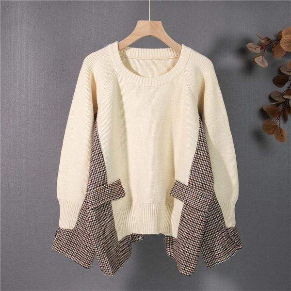women's sweaters knitted patchwork checkered oversized elegant fashionable vintage 2021 women autumn winter, White;black
women's sweaters knitted patchwork checkered oversized elegant fashionable vintage 2021 women autumn winter, White;black