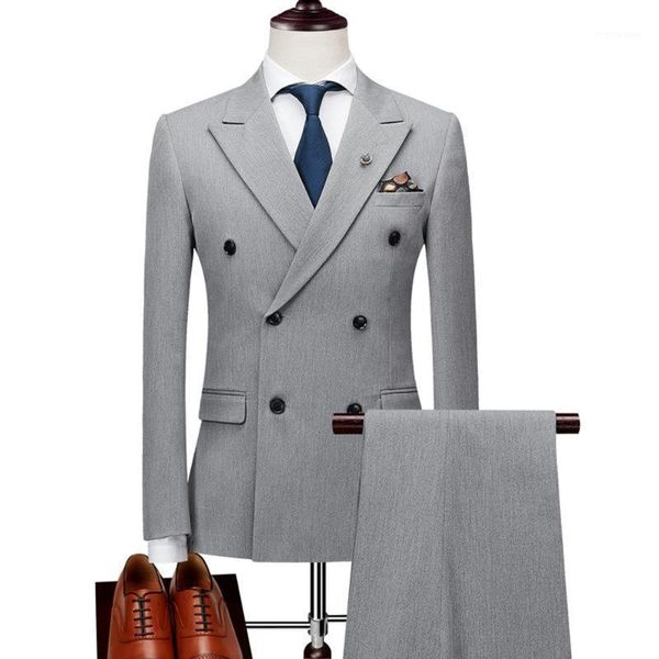 men's suits & blazers 3 pieces double breasted for mens 2021 terno masculino slim fit formal set brand black grey jacket pants vest, White;black
men's suits & blazers 3 pieces double breasted for mens 2021 terno masculino slim fit formal set brand black grey jacket pants vest, White;black