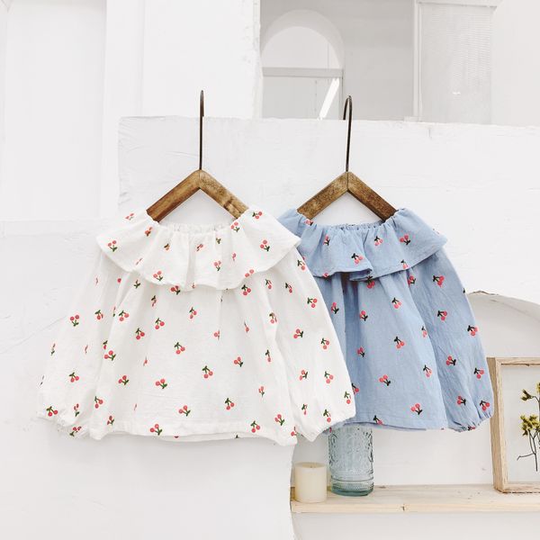 autumn new cherry printed baby girls cute blouses ruffles collar korean style kids clothes long sleeve children shirts, White;black
autumn new cherry printed baby girls cute blouses ruffles collar korean style kids clothes long sleeve children shirts, White;black
