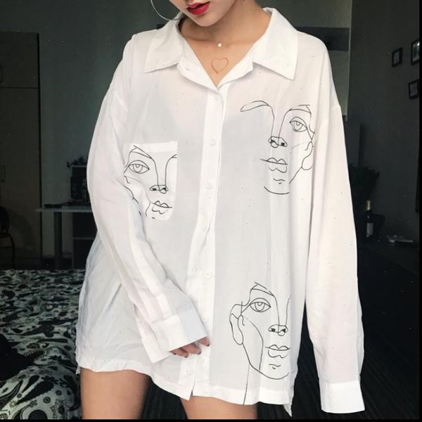 women blouses ricorit summer loose blouse shirt cotton face printing full long sleeve casual shirts, White
women blouses ricorit summer loose blouse shirt cotton face printing full long sleeve casual shirts, White