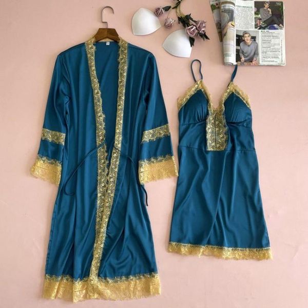 women's sleepwear kimono bathrobe gown 2pcs robe set satin women lace patchwork nightdress intimate lingerie lady casual nightwear, Black;red
women's sleepwear kimono bathrobe gown 2pcs robe set satin women lace patchwork nightdress intimate lingerie lady casual nightwear, Black;red