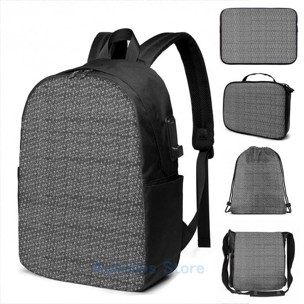 funny graphic print black chainmail usb charge backpack men school bags women bag travel laptop
funny graphic print black chainmail usb charge backpack men school bags women bag travel laptop