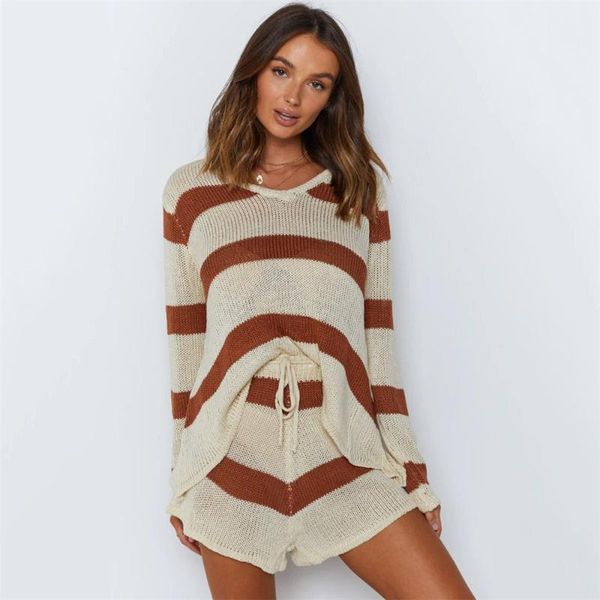 women's tracksuits knitted suit striped sweater shorts knitwear set woman clothing fashion female sweaters ladies casual 2 piece home s, Gray
women's tracksuits knitted suit striped sweater shorts knitwear set woman clothing fashion female sweaters ladies casual 2 piece home s, Gray