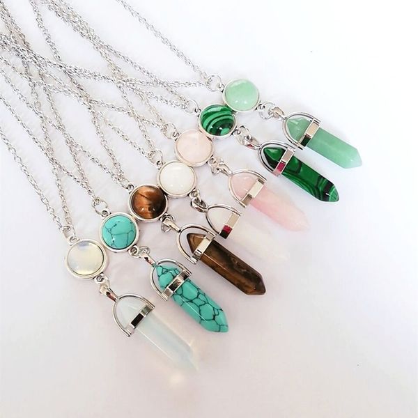 natural agate stone turquoise tiger eye hexagon prism pendant necklace with silver chain
natural agate stone turquoise tiger eye hexagon prism pendant necklace with silver chain
