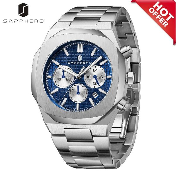 wristwatches sapphero luxury mens watch stainless steel case 30m waterproof quartz movement fashion business casual sport for men, Slivery;brown
wristwatches sapphero luxury mens watch stainless steel case 30m waterproof quartz movement fashion business casual sport for men, Slivery;brown